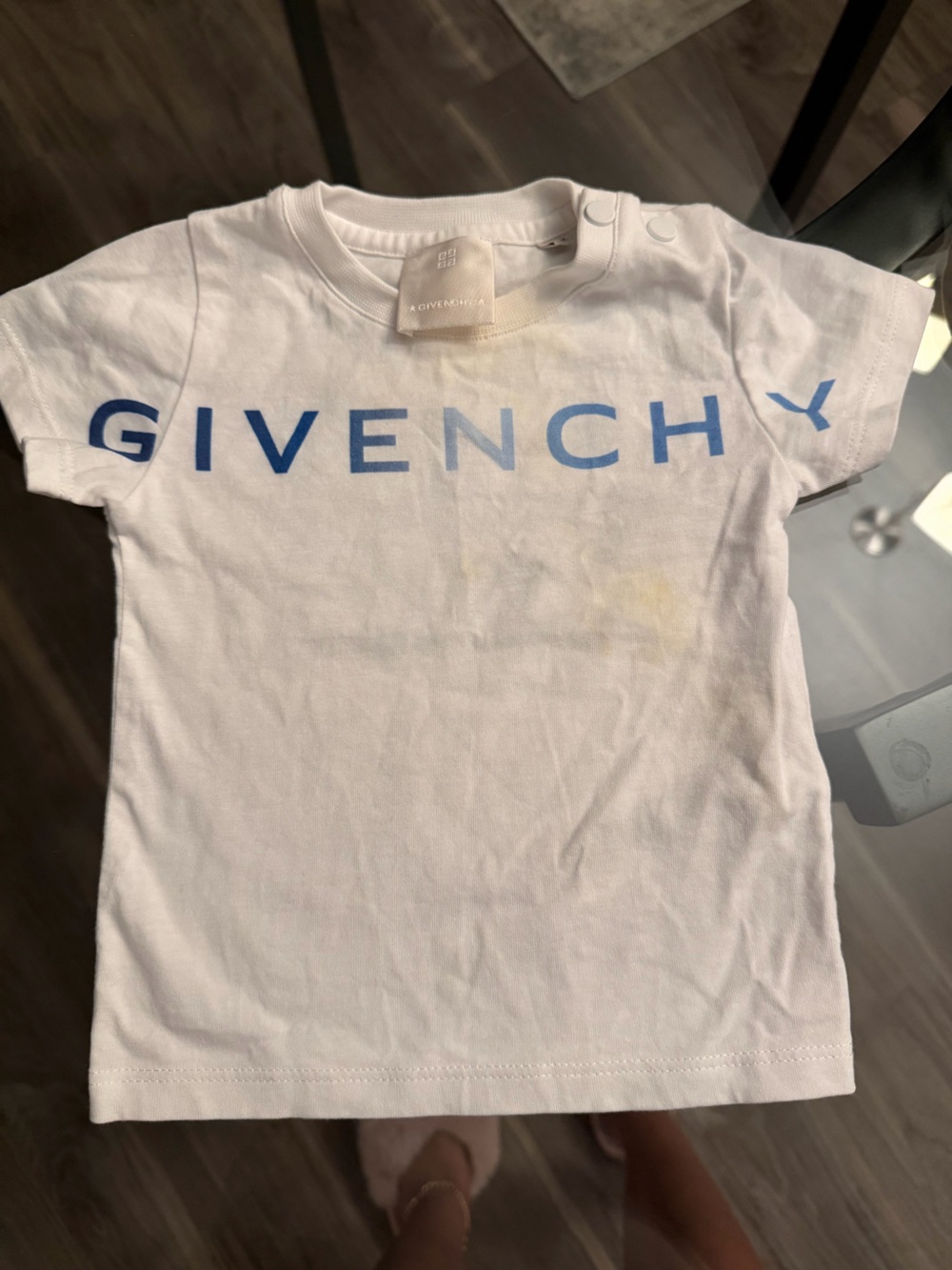 Givenchy White Tee with Blue Logo for Kids
